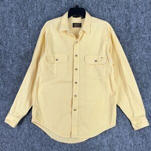 Eddie Bauer Shirt‎ Mens M Yellow Outbound Twill Vintage USA 80s Outdoor Chore